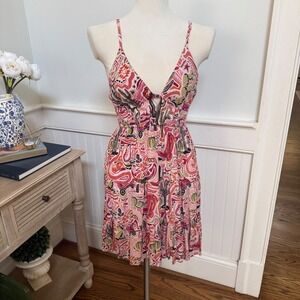 NWT Pink Cactus Print Tie Back Mini Dress Women's Size L